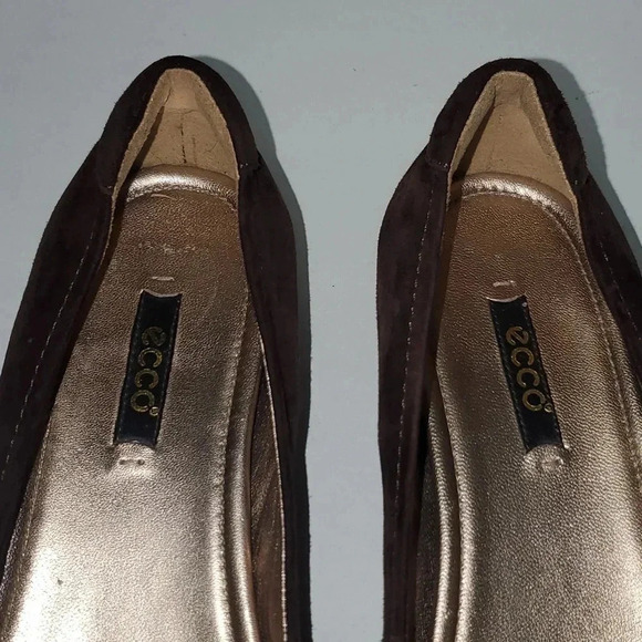 ECCO BUCKLE BALLERINA FLATS SUEDE COFFEE ESPRESSO BROWN WOMENS 37 - Picture 10 of 14